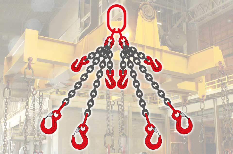 โซ่ยกของ 4 ขา พร้อมตะขอเซฟตี้ และ ตะขอลดข้อโซ่แบบต่อตรง ASP-LE4C ASP-LE4C
