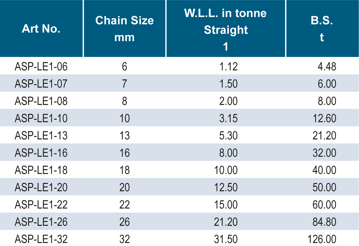 ASP-LE1C Chain sling 1 leg with Eye sling hook & Clevis shortening hook chain1legLE1C