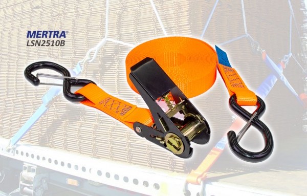 ชุดสายเบลท์รัดของ 1 ตันพร้อมตะขอตัวเอส Ratchet strap with SN-Hooks รุ่น LSN2510B 