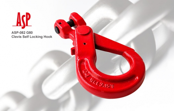 ตะขอเซฟตี้แบบเปิดหน้า ต่อตรง ASP-082 G80 Clevis Self Locking Hook