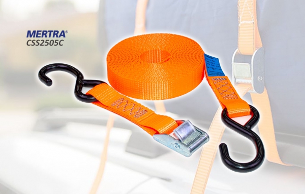 ชุดสายรัดของขนาดเล็กรับน้ำหนัก 500 กิโลกรัม พร้อมตะขอตัวเอส Tie Down Strap with S-Hooks รุ่น CSS2505C