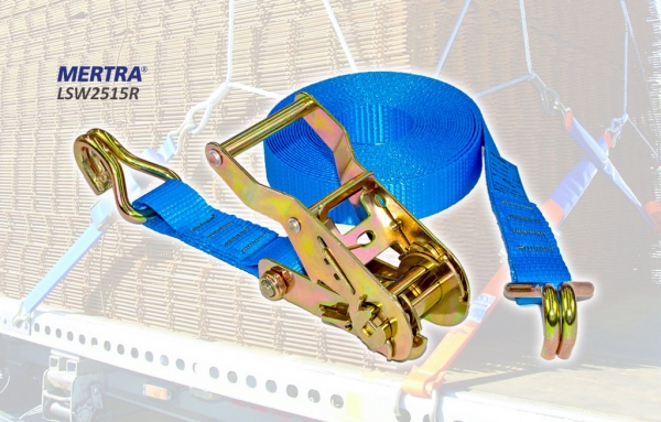 ชุดสายเบลท์รัดของ 1.5 ตัน พร้อมตะขอคู่ตัวเจ Ratchet strap with Hooks รุ่น LSW2515R