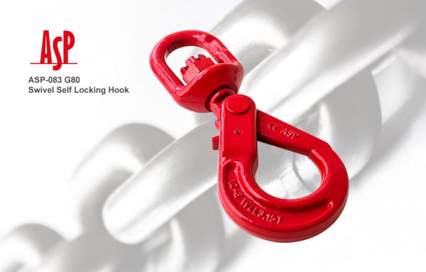 ตะขอเซฟตี้แบบเปิดหน้าหมุนได้ ASP-083 G80 Swivel Self Locking Hook