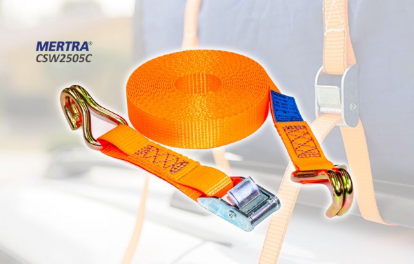 ชุดสายรัดของขนาดเล็กรับน้ำหนัก 500 กิโลกรัม พร้อมตะขอตัวเจ Tie Down Strap with Hooks รุ่น CSW2505C
