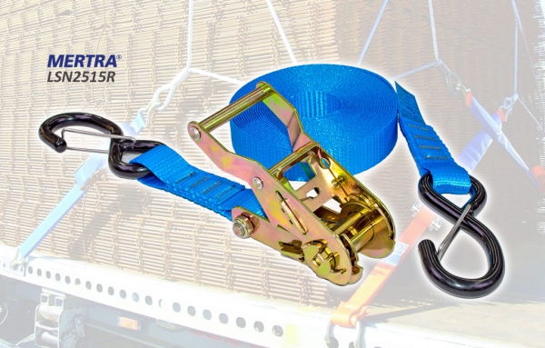 ชุดสายเบลท์รัดของ 1.5 ตัน พร้อมตะขอตัวเอส Ratchet strap with SN-Hooks รุ่น LSN2515R